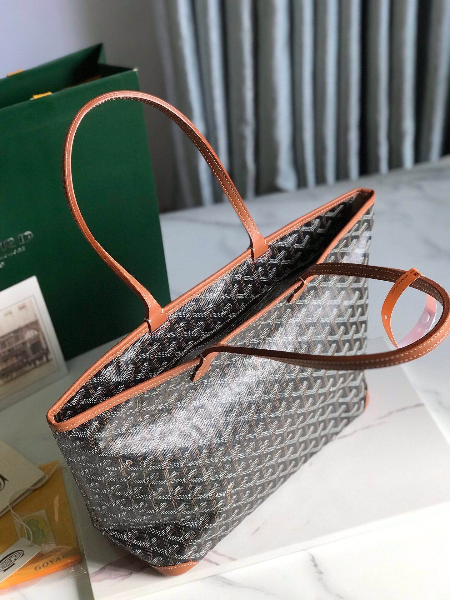 Goyard Artois Bag 30cm Black Tan Canvas & Calfskin
