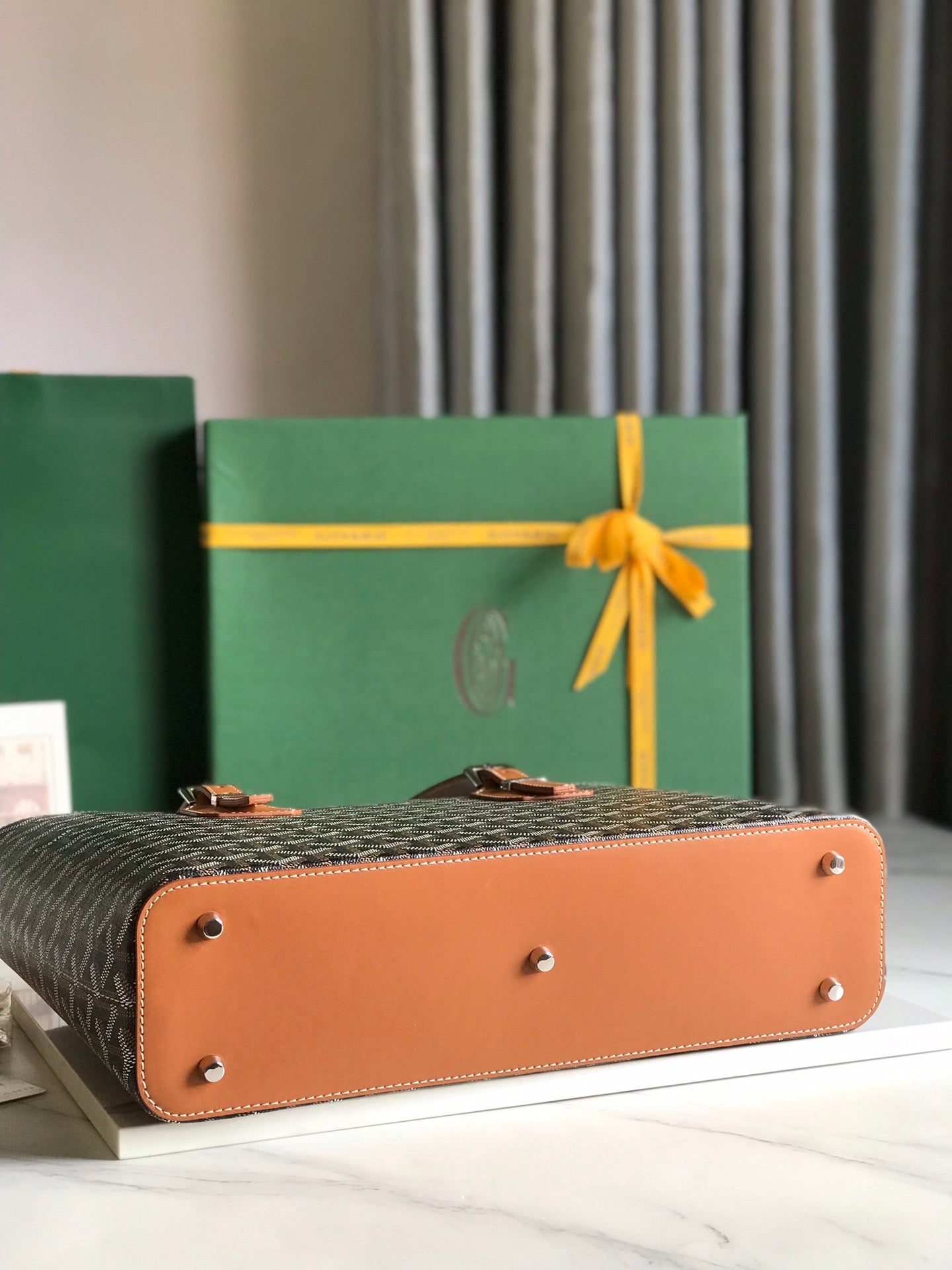 Goyard Okinawa PM Bag 35.5cm Black Tan Canvas&Calfskin