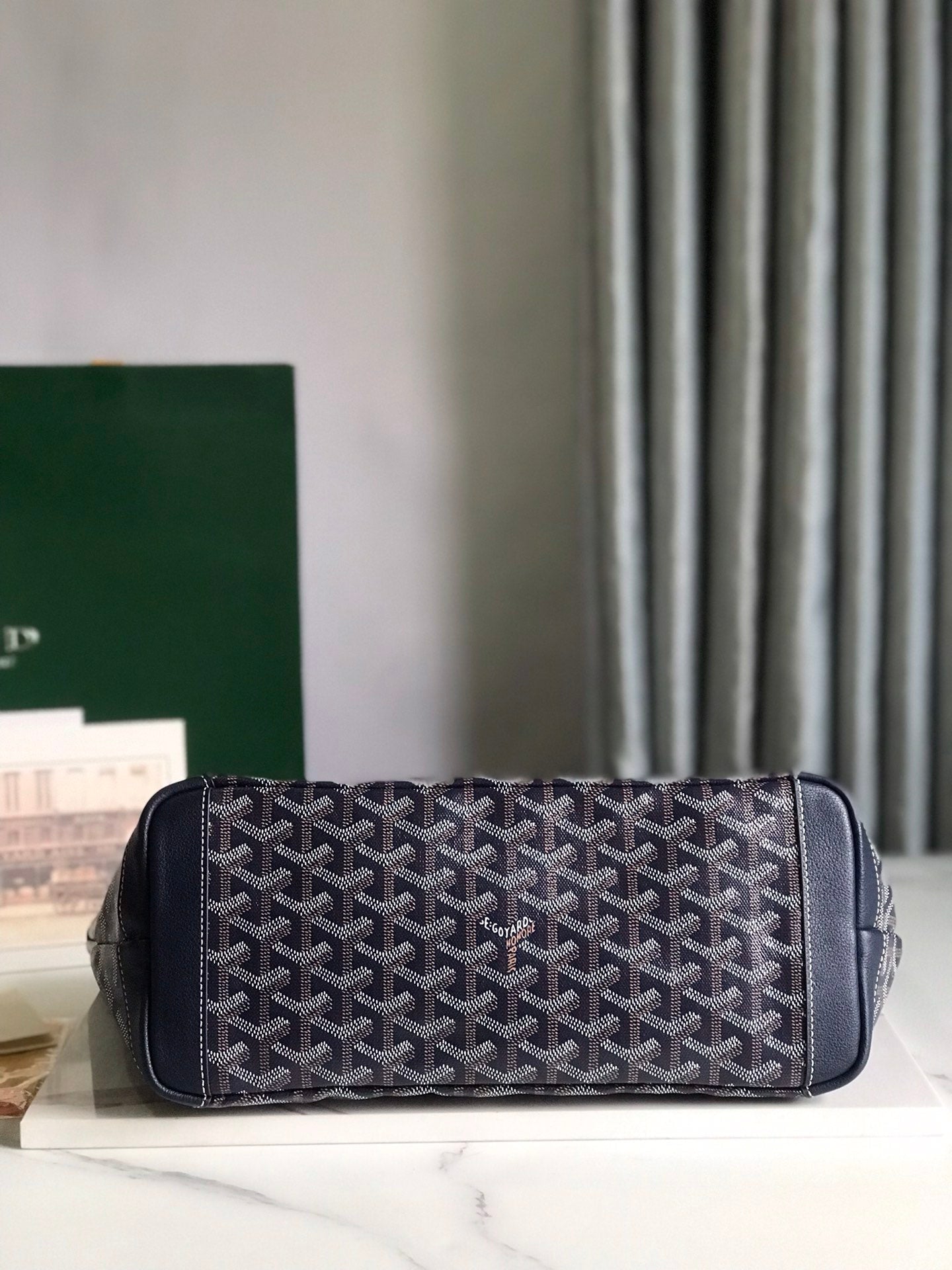 Goyard Artois Bag 30cm Navy Blue Canvas & Calfskin