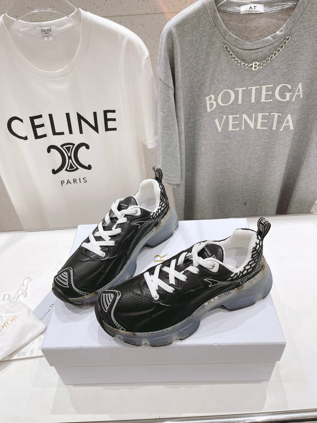 CD Vibe Sneaker Black Polyester Mesh Fabric And Lambskin