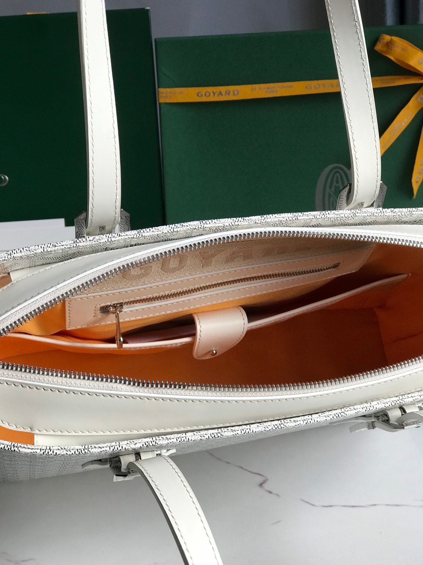 Goyard Okinawa PM Bag 35.5cm White Canvas&Calfskin
