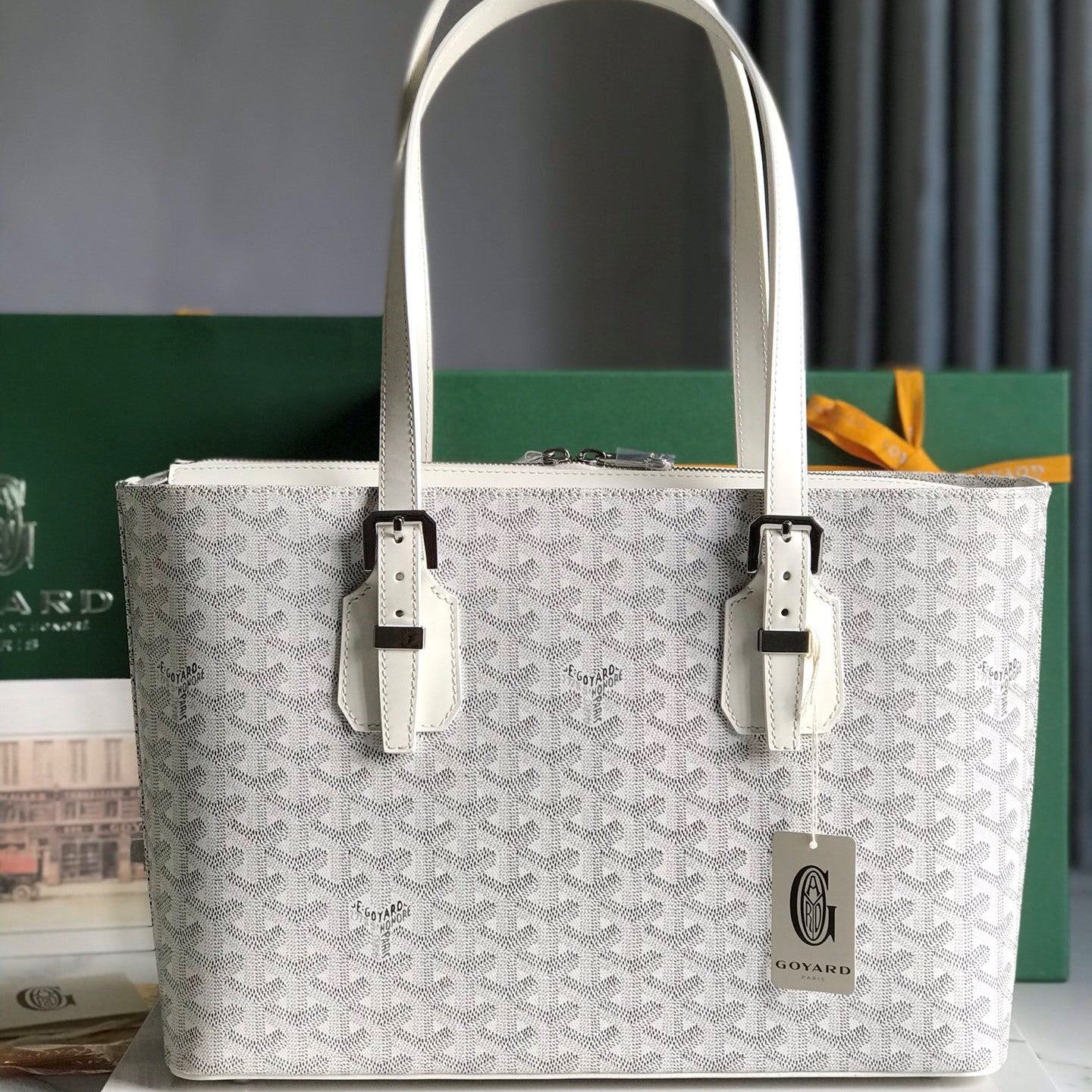Goyard Okinawa PM Bag 35.5cm White Canvas&Calfskin
