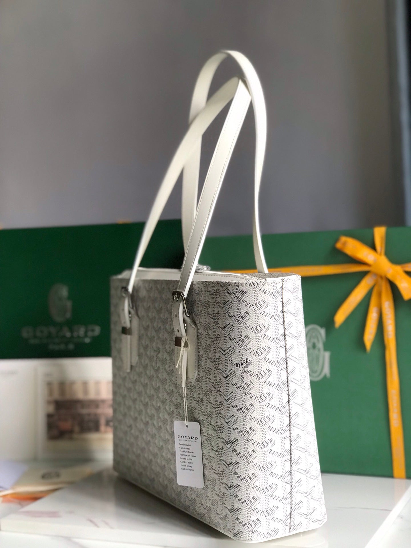 Goyard Okinawa PM Bag 35.5cm White Canvas&Calfskin
