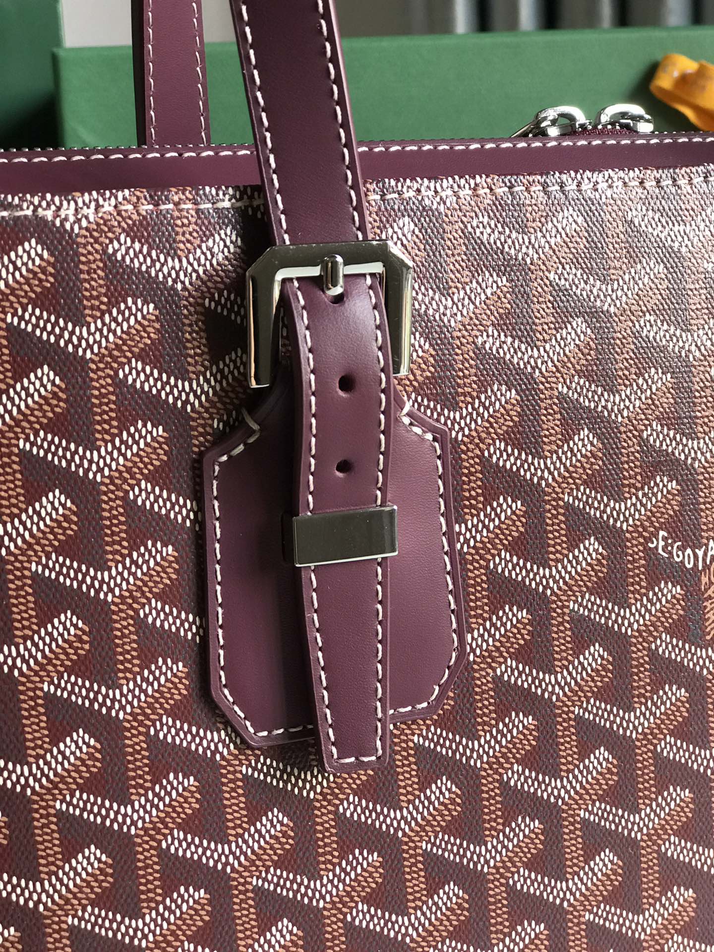 Goyard Okinawa PM Bag 35.5cm Burgundy Canvas&Calfskin