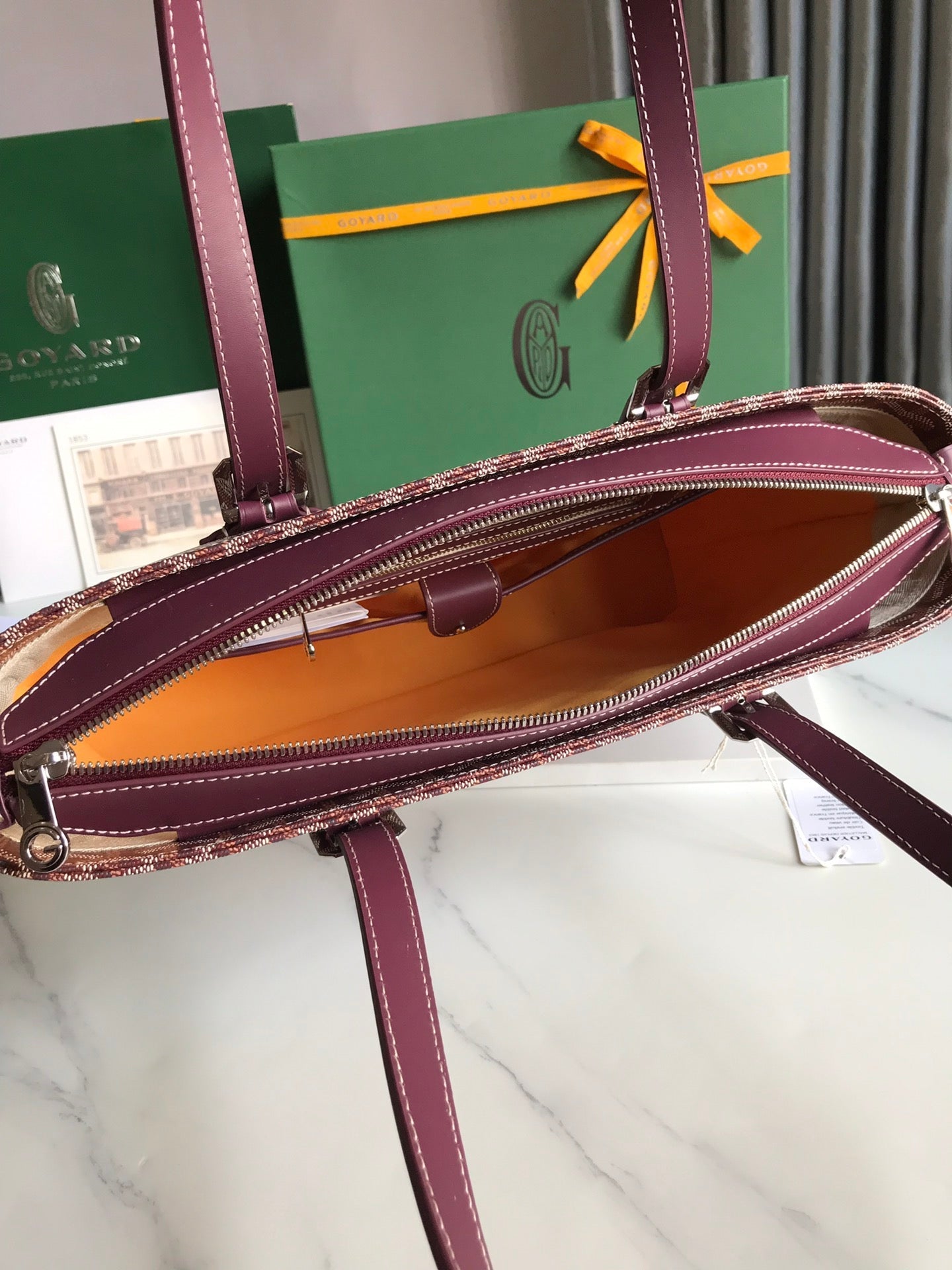 Goyard Okinawa PM Bag 35.5cm Burgundy Canvas&Calfskin