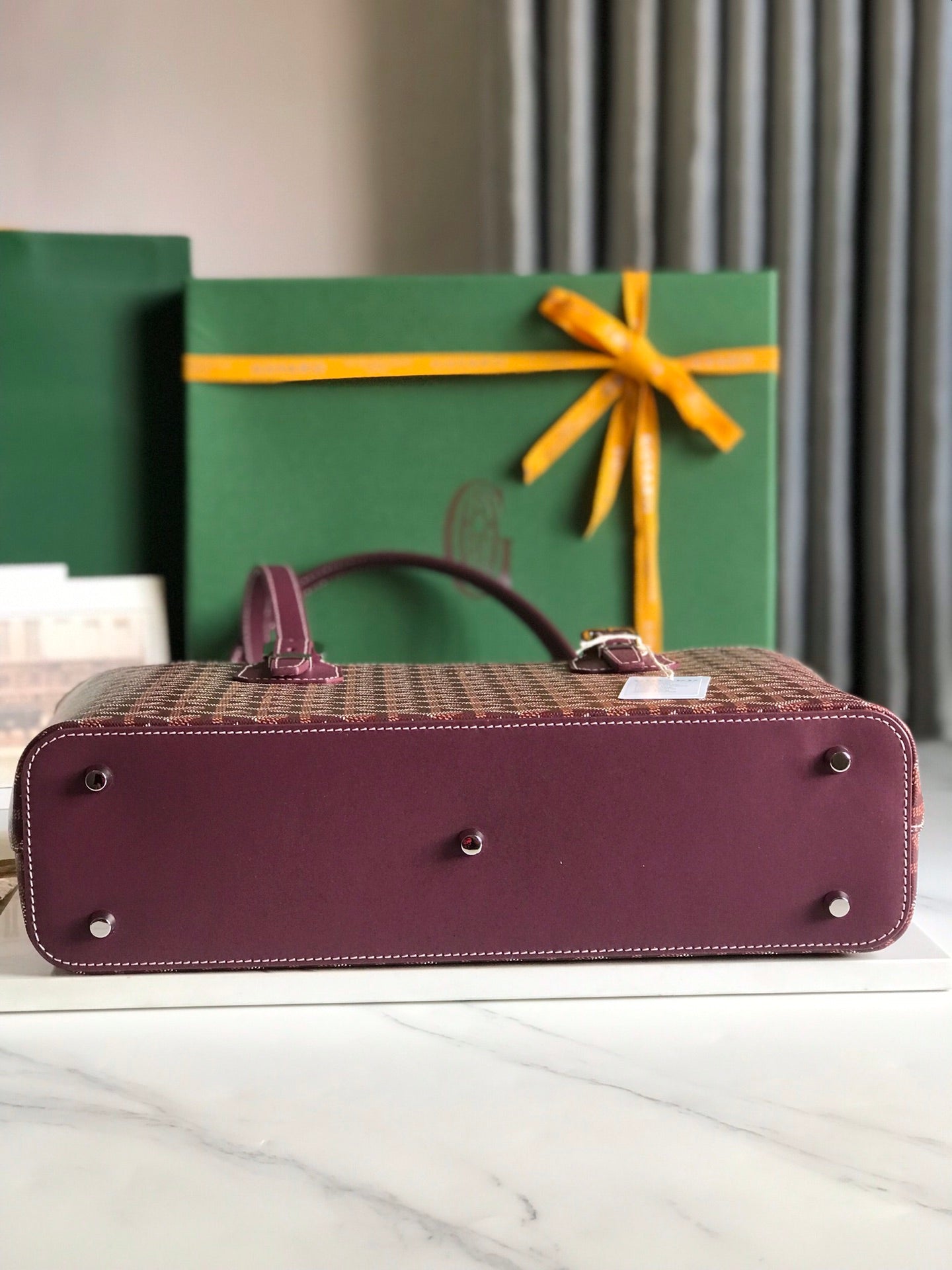 Goyard Okinawa PM Bag 35.5cm Burgundy Canvas&Calfskin