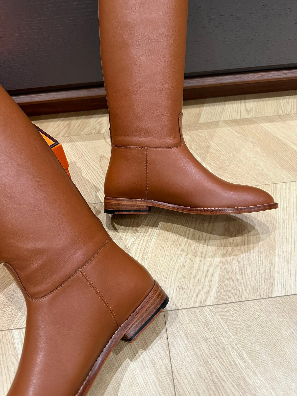 HM 26S Bow Buckle Jumping Boots 2.5cm Tan Leather 112946