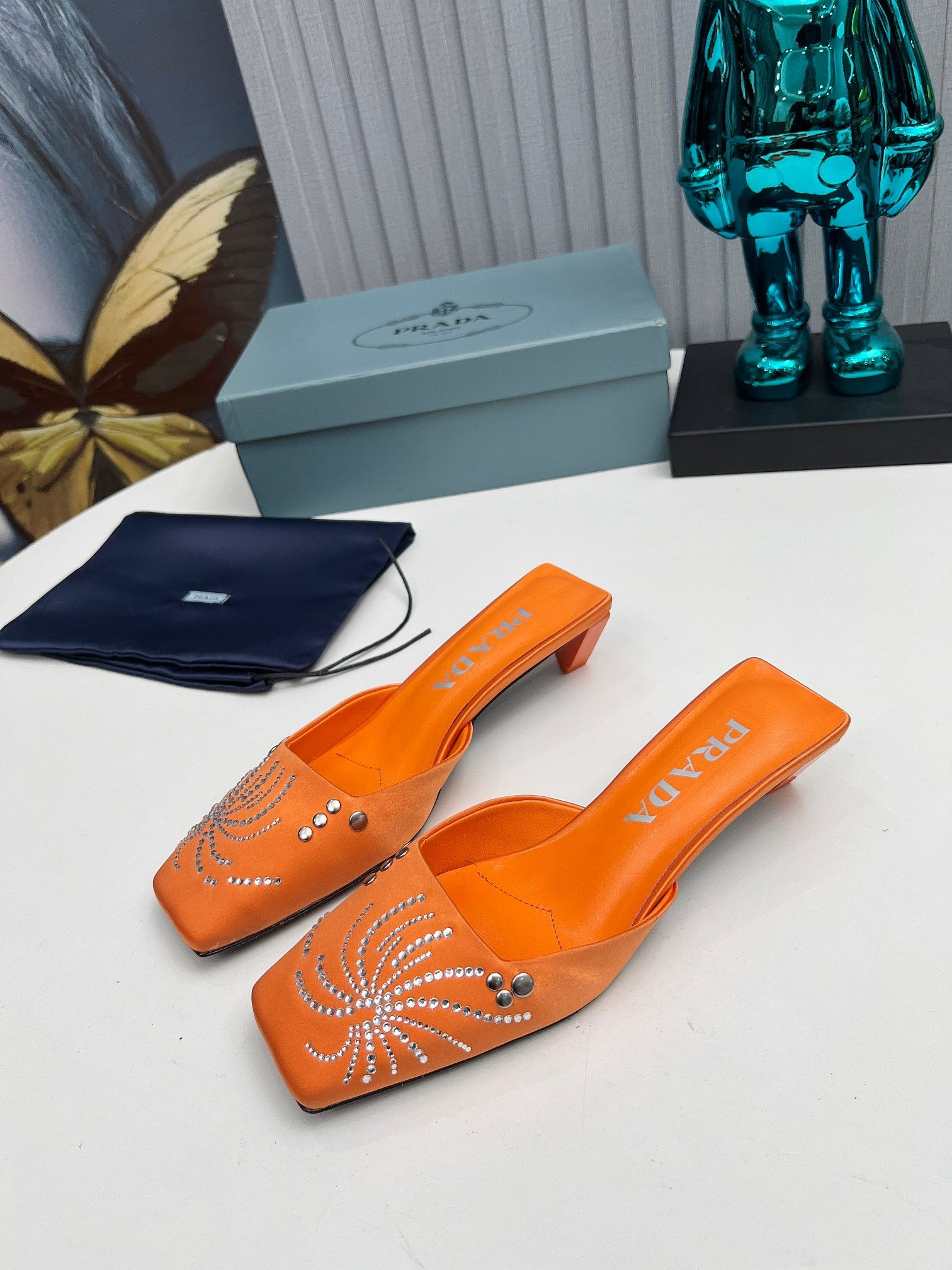 Prada 26SS Sandal 4cm Orange Satin 680967