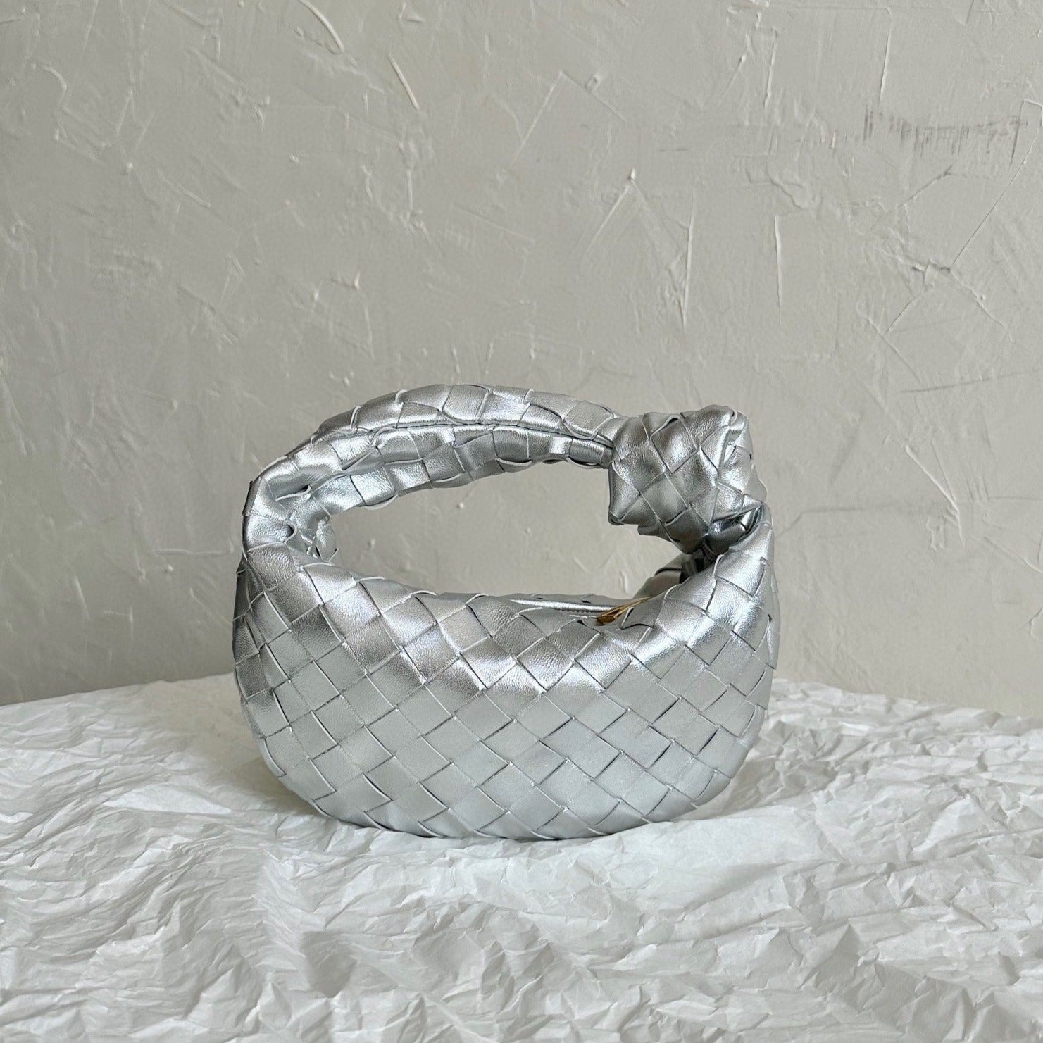 mini jodie 28 silver metalic lambskin