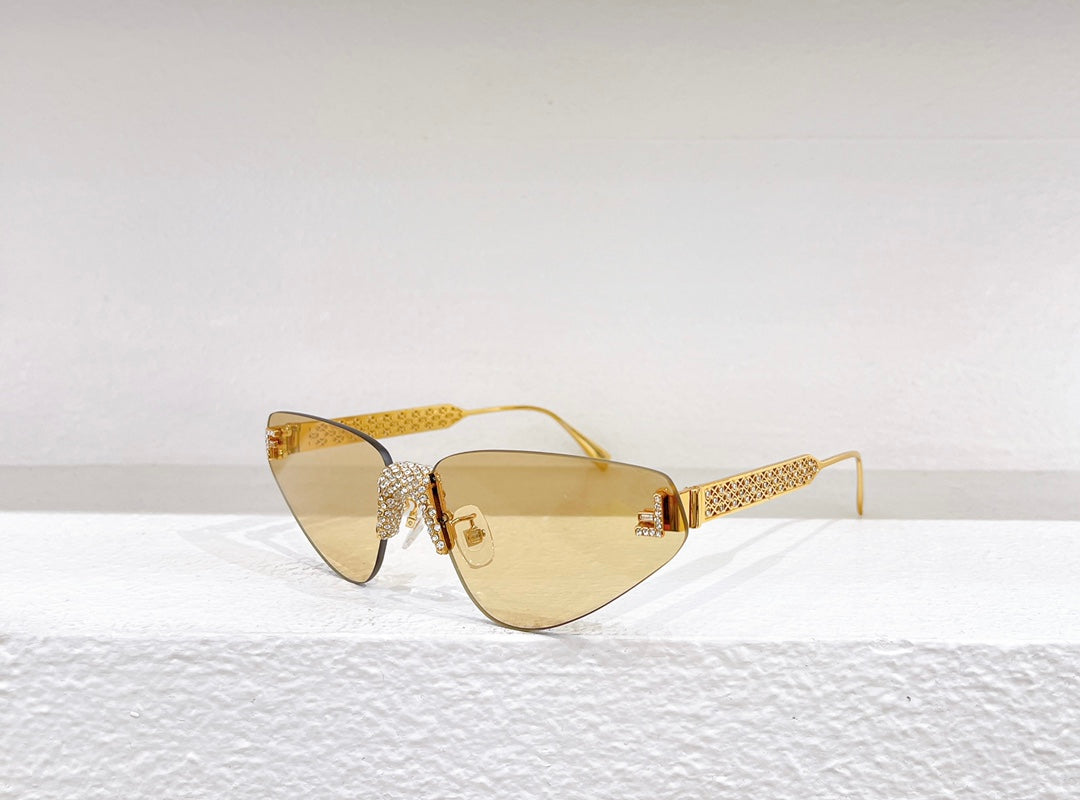FIRST CRYSTAL RIMLESS TRIANGLE FRAME SUNGLASSES FD4127US IN METAL