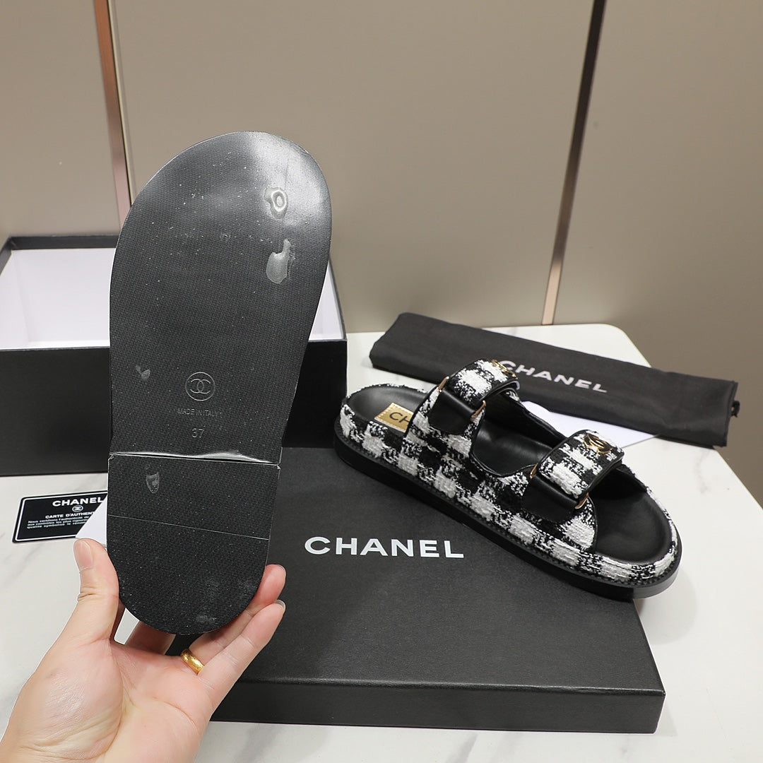 CC SS26 Dad Sandals Black White Lambskin 678969