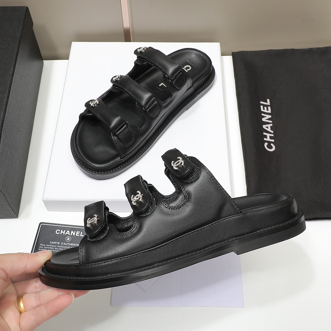 CC SS26 Dad Sandals Black Lambskin 678971