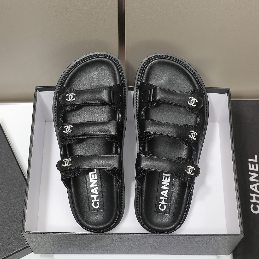 CC SS26 Dad Sandals Black Lambskin 678971