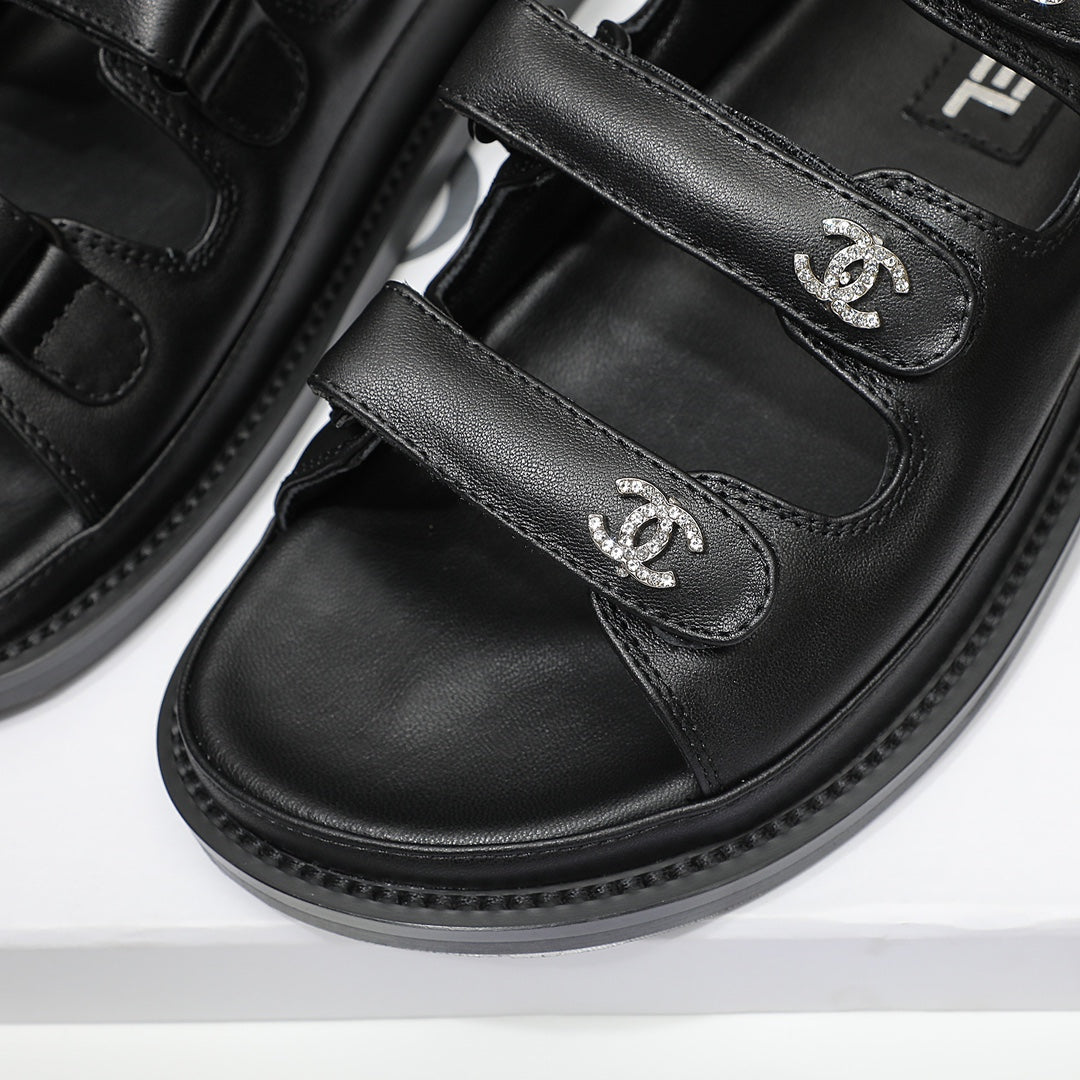 CC SS26 Dad Sandals Black Lambskin 678971