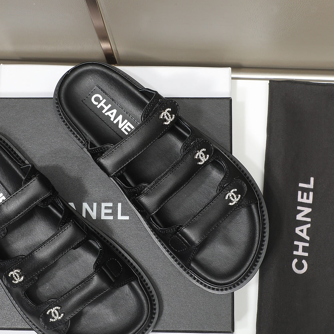 CC SS26 Dad Sandals Black Lambskin 678971