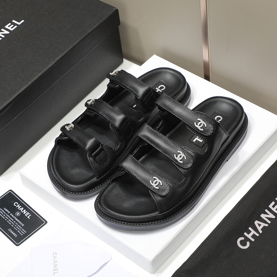 CC SS26 Dad Sandals Black Lambskin 678971
