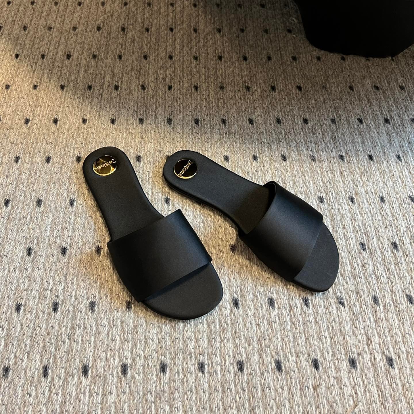 YSL Carlyle Slippers Black Satin