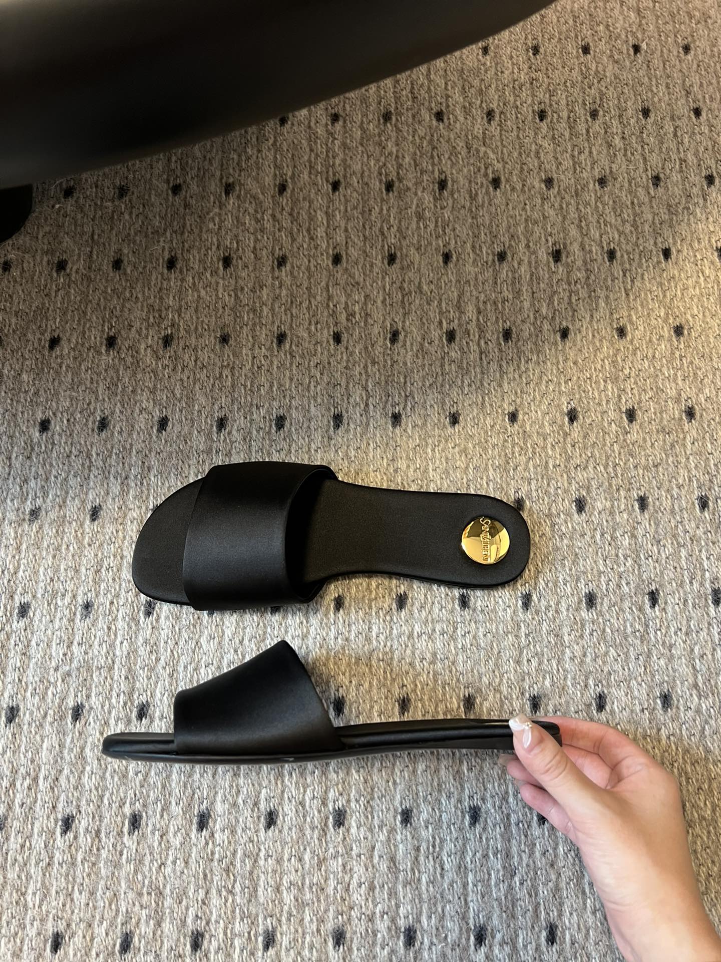 YSL Carlyle Slippers Black Satin