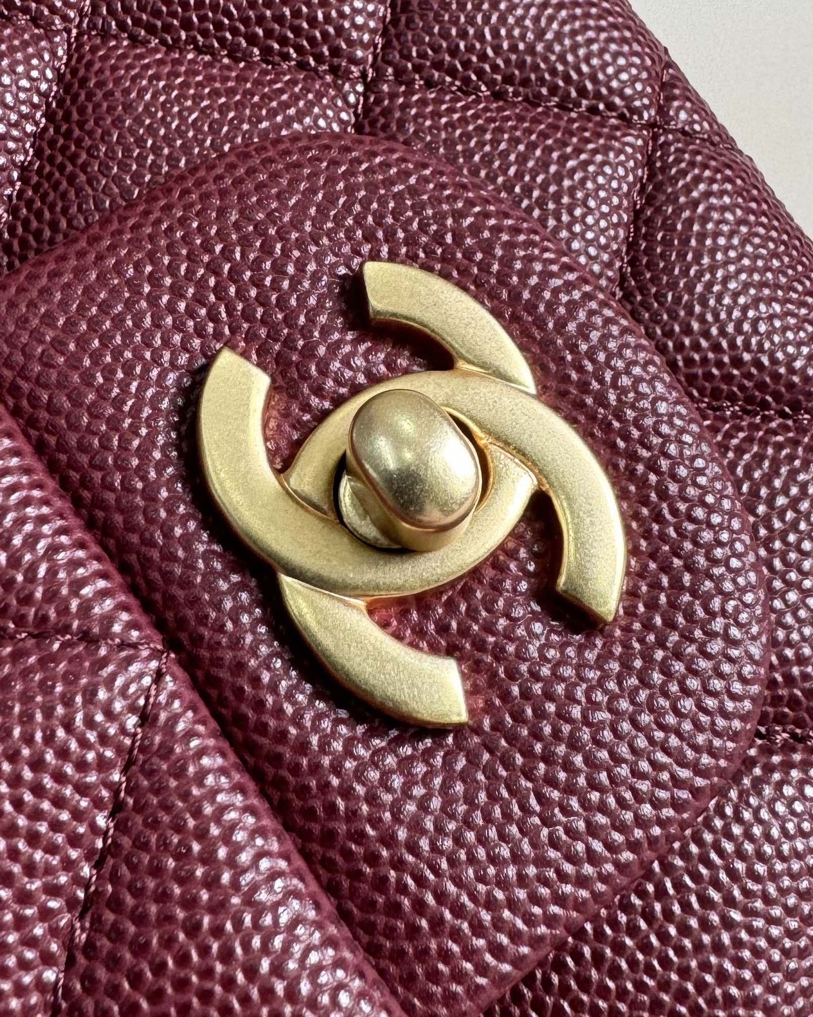 CC Classic Double Flap Bag 25cm Burgundy Caviar Leather