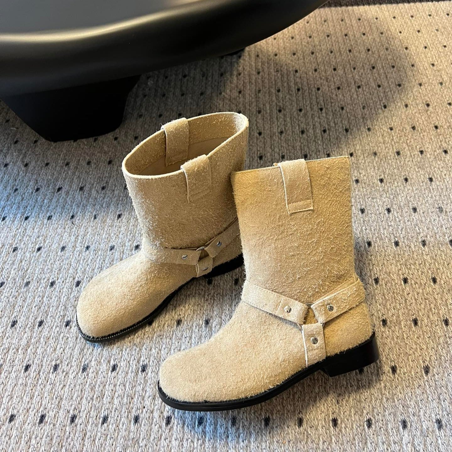 Loewe knight boots beige suede cowhide 478449