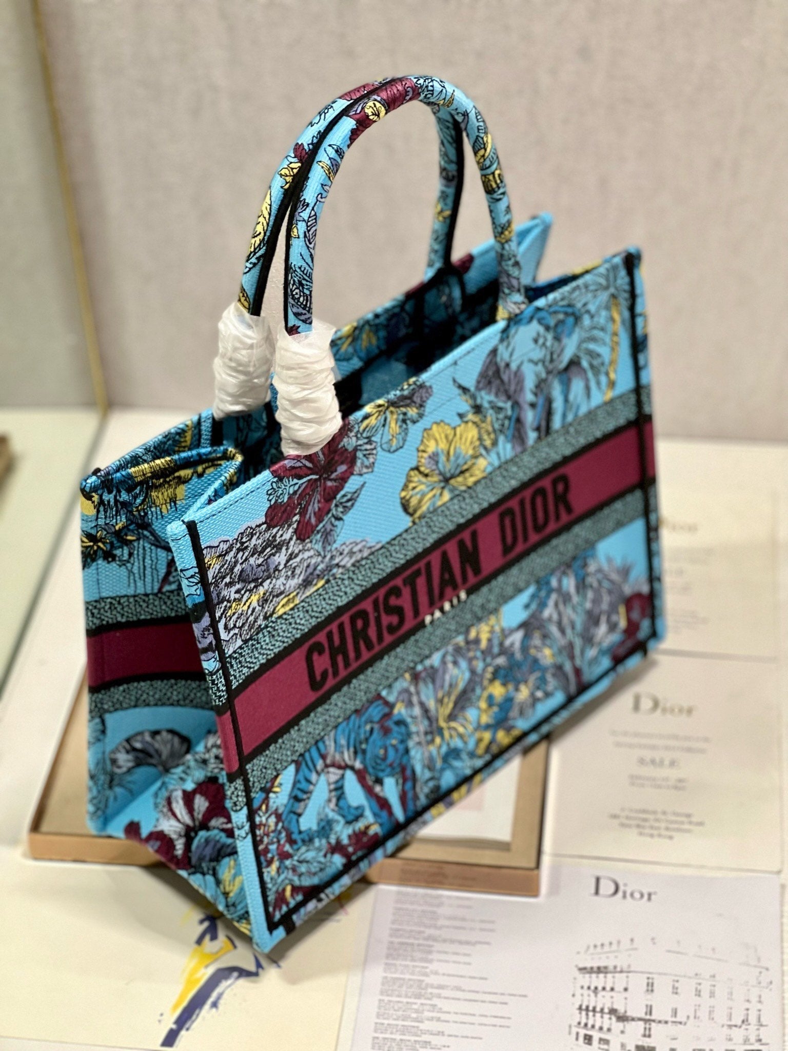 CD Elephant Blue Book Tote 36cm Bag Canvas 336549