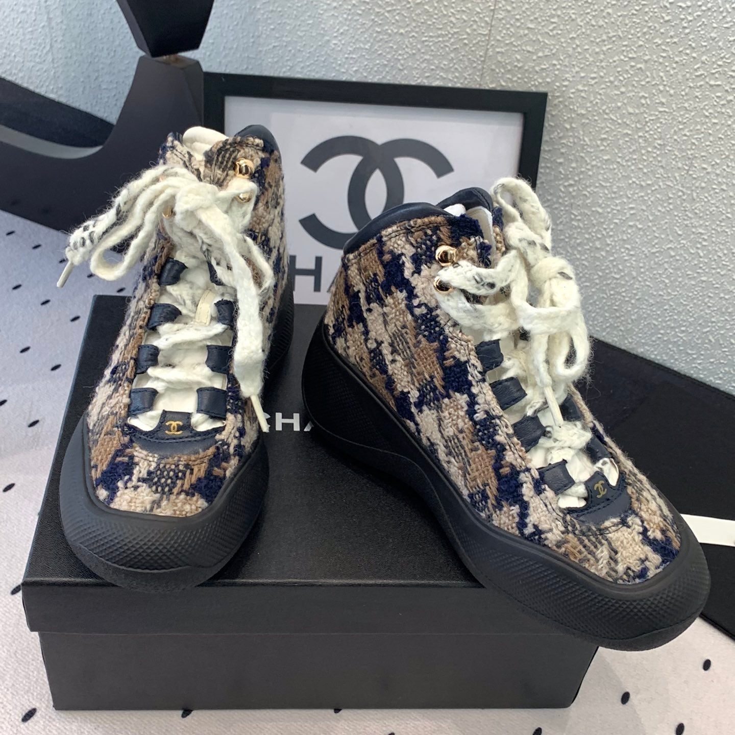 CC Sneaker Boots In Multicolor Tweed Fabric 147110
