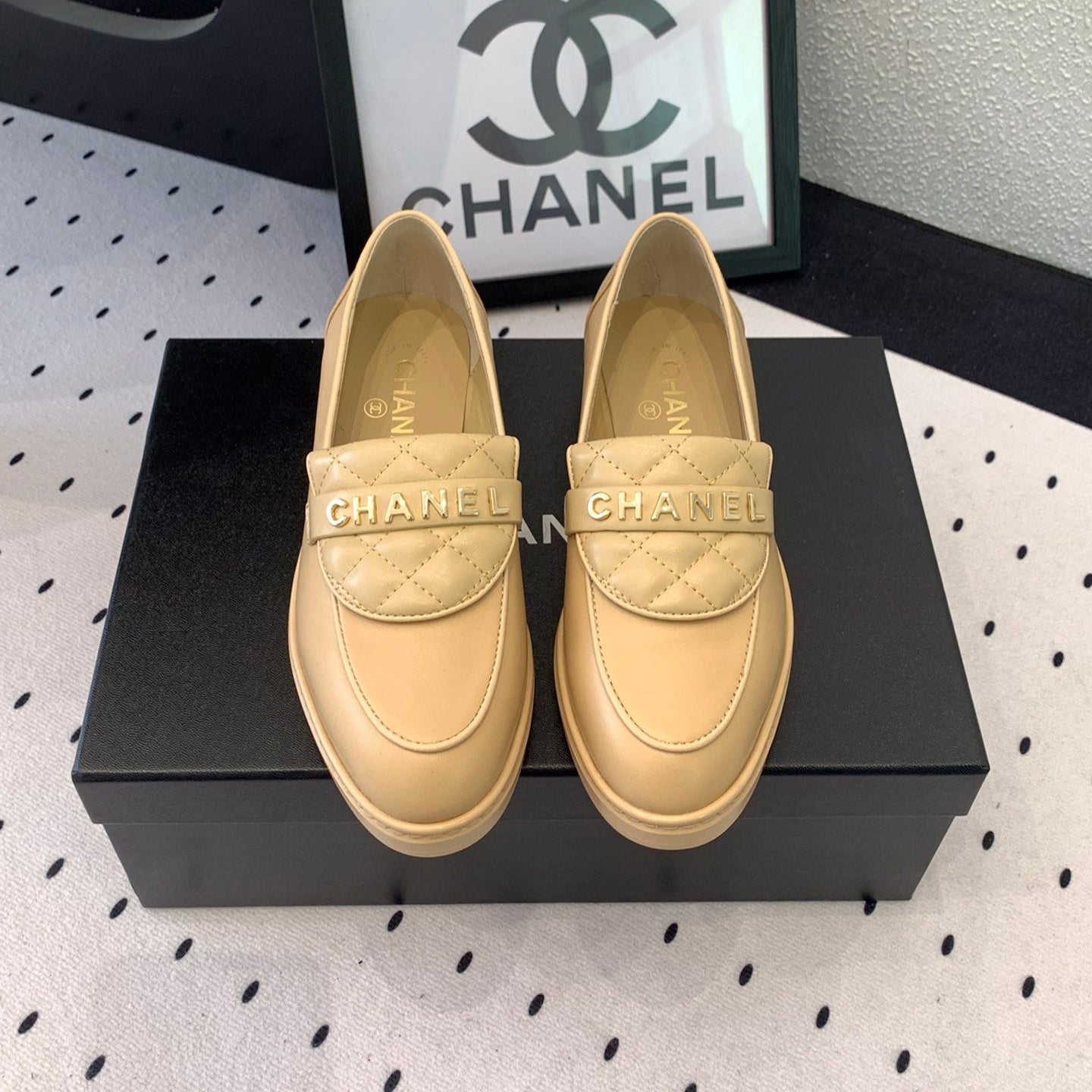 CC Moccasins In Beige Cowhide 147017