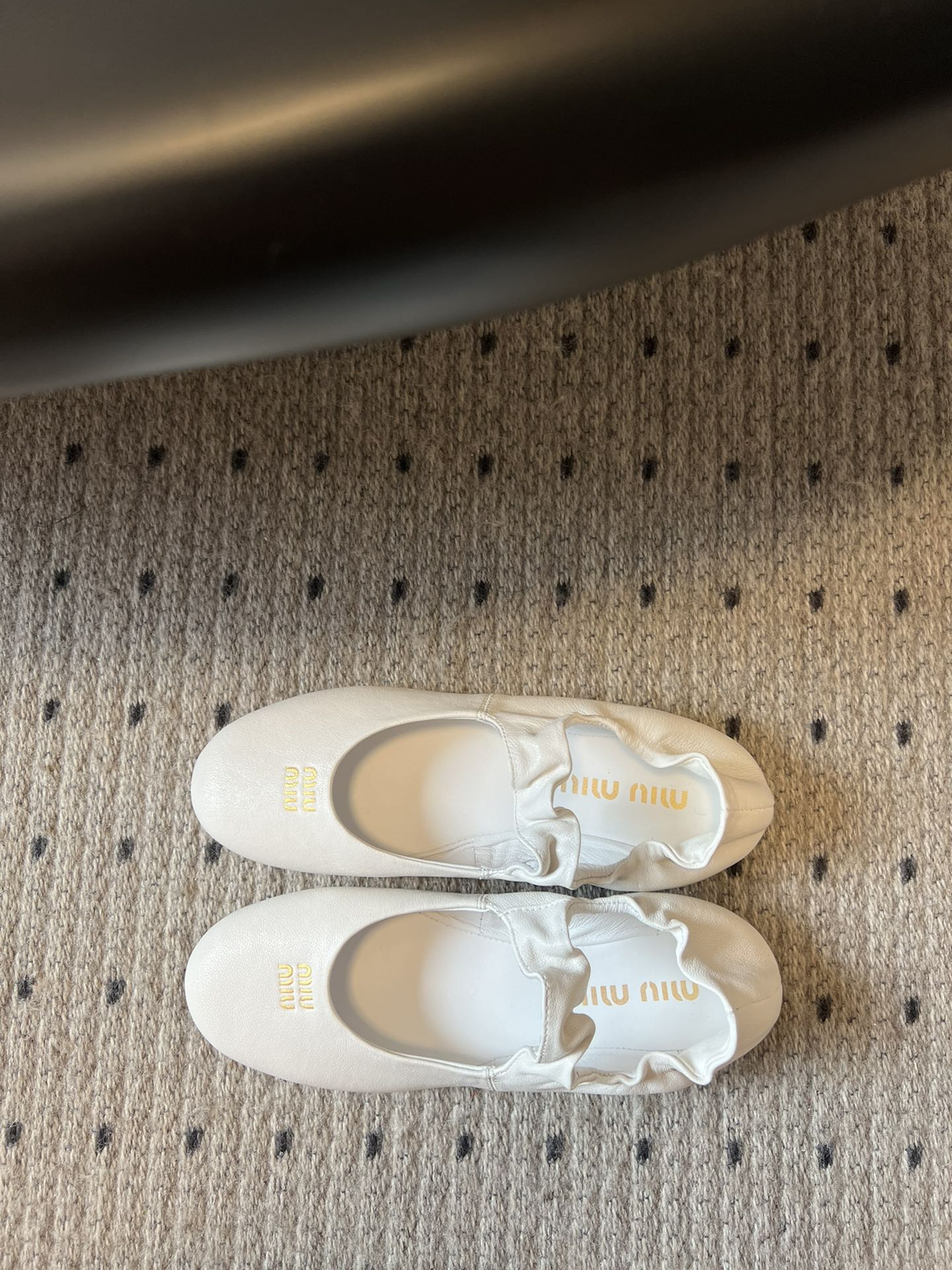 Miu 26s Ballerinas In White Ruches Nappa Calfskin
