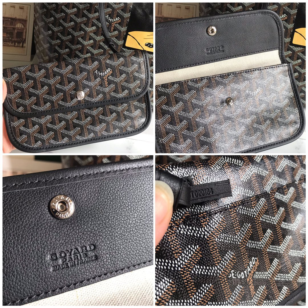 Goyard Hulot Saint Louis PM Bag 34cm Black Canvas & Calfskin
