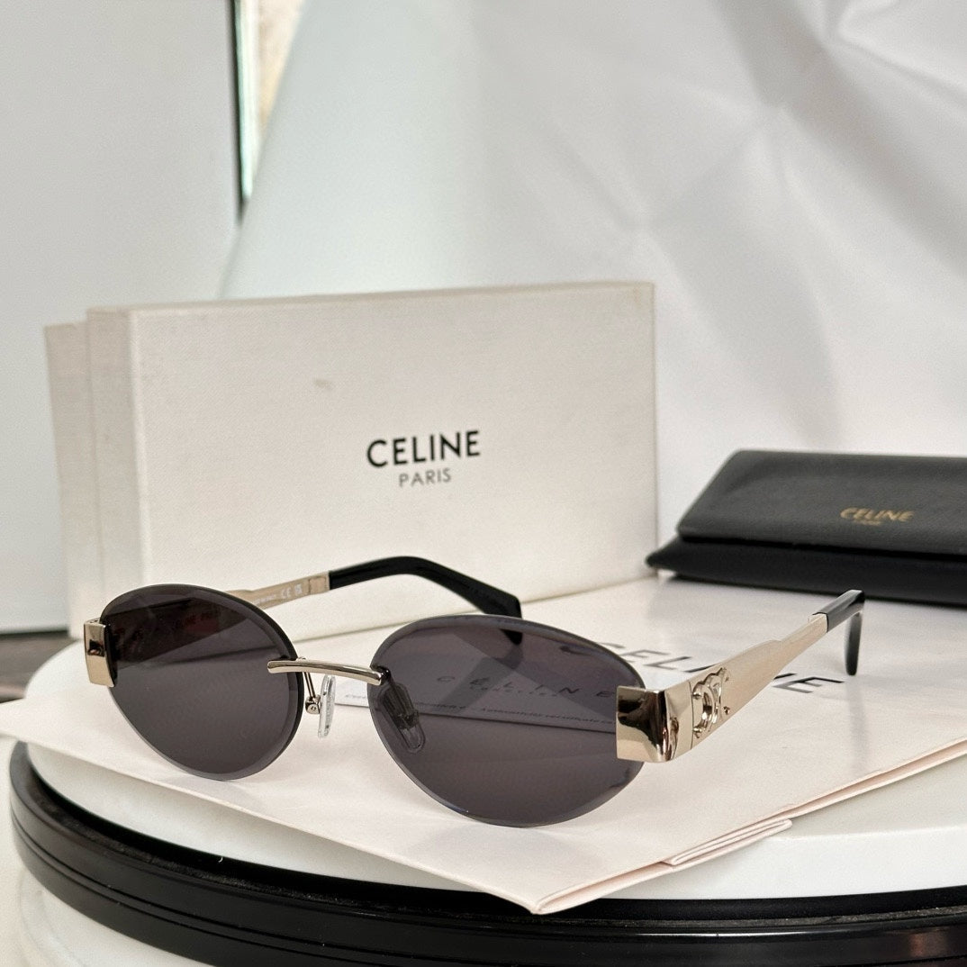 TRIOMPHE OVAL SUNGLASS  CL40240l IN METAL