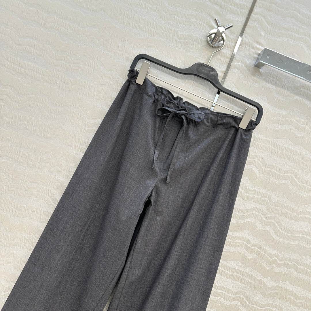 The Row Wide-Leg Trousers Taupe Cotton 373474