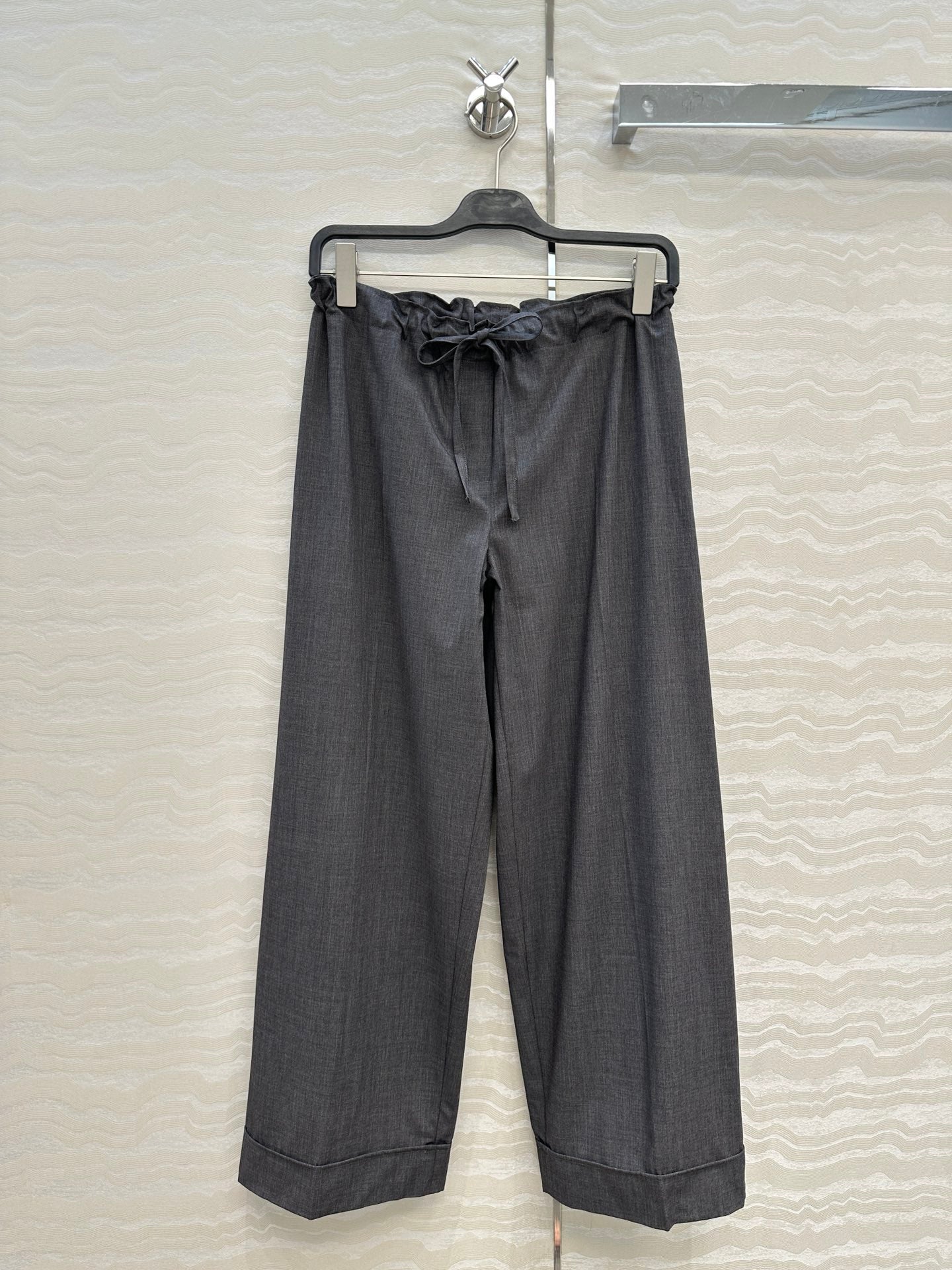The Row Wide-Leg Trousers Taupe Cotton 373474