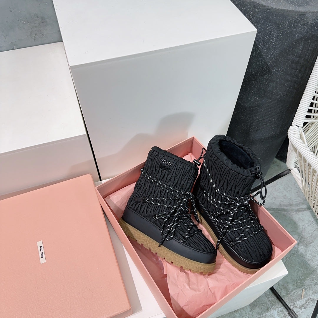 Miumiu 25 Boot Black Nylon Rubber 511263