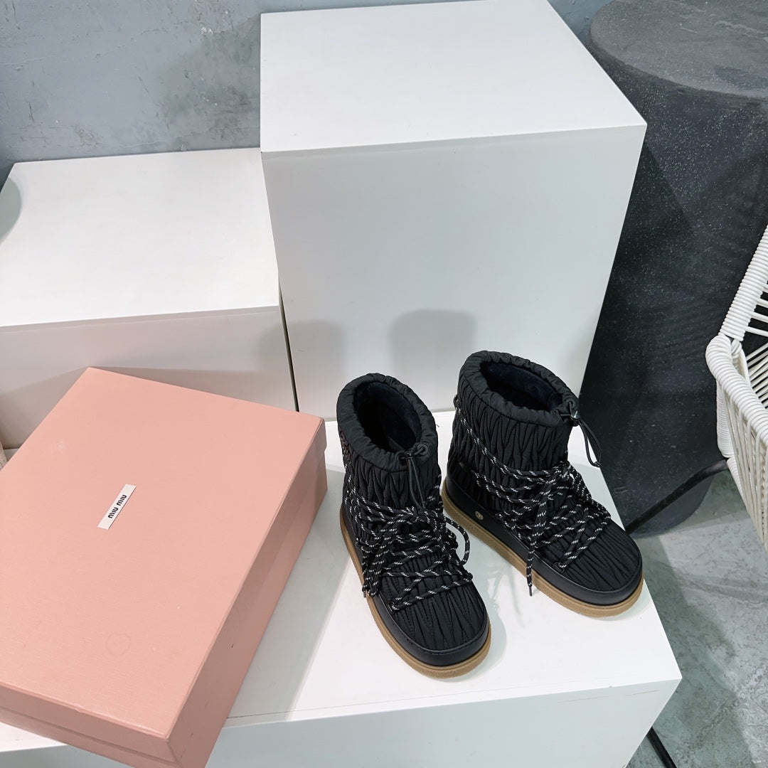 Miumiu 25 Boot Black Nylon Rubber 511263