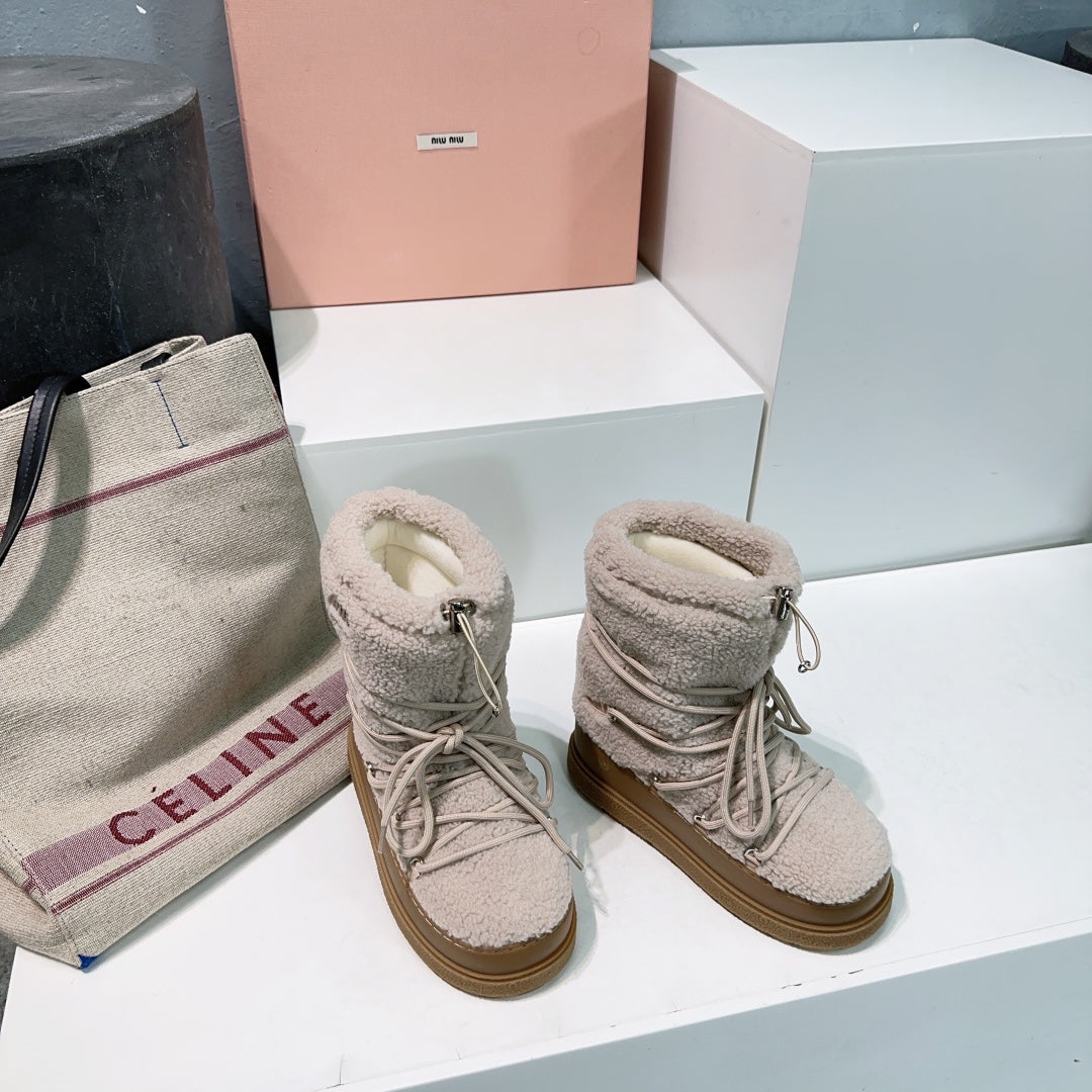 Miumiu 25 Boot Cream Fur Rubber 511265