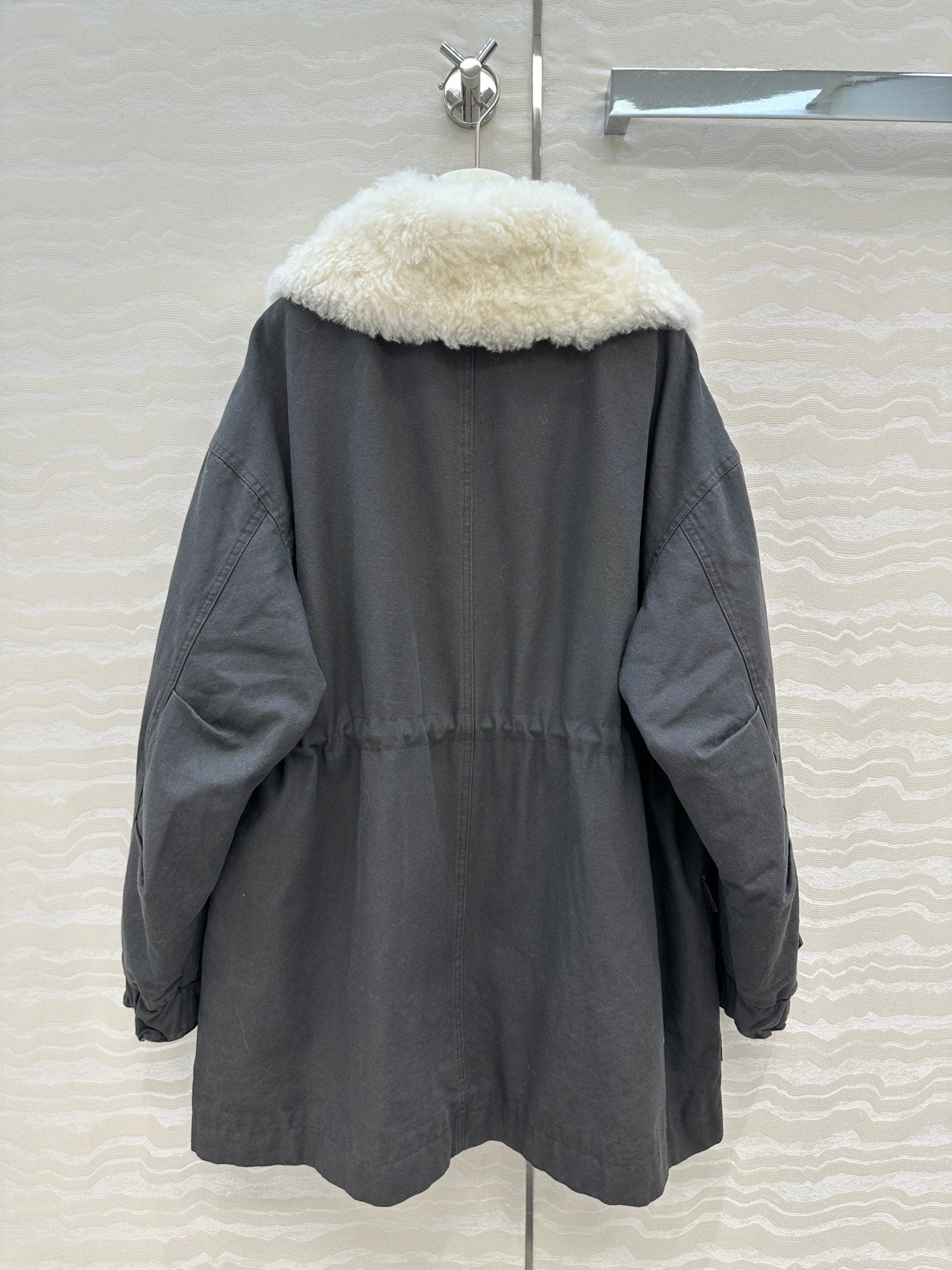 LP Zadig & Voltaire Kidea Parka Jacket Grey Black  Khaki Fur 341226