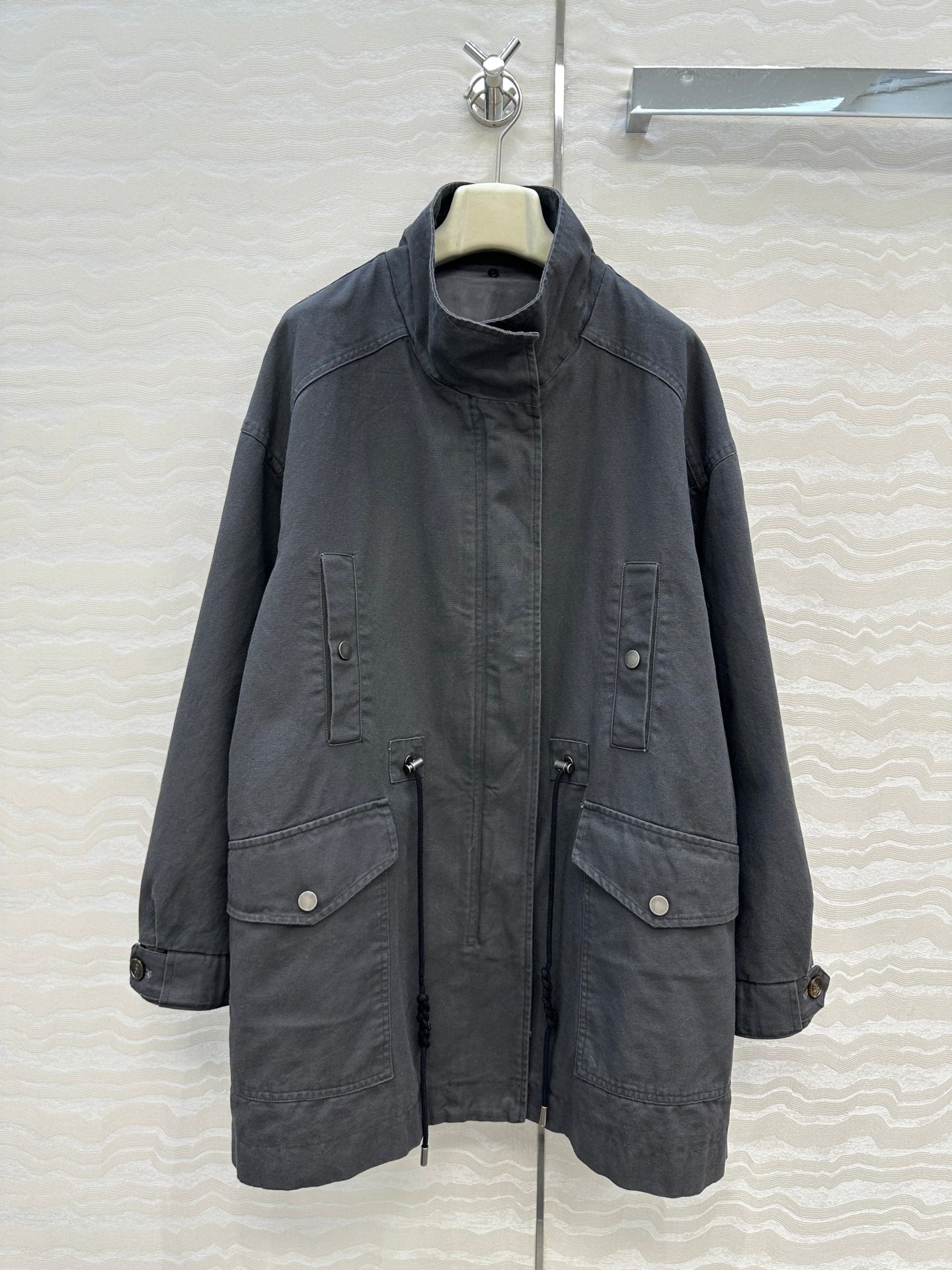 LP Zadig & Voltaire Kidea Parka Jacket Grey Black  Khaki Fur 341226