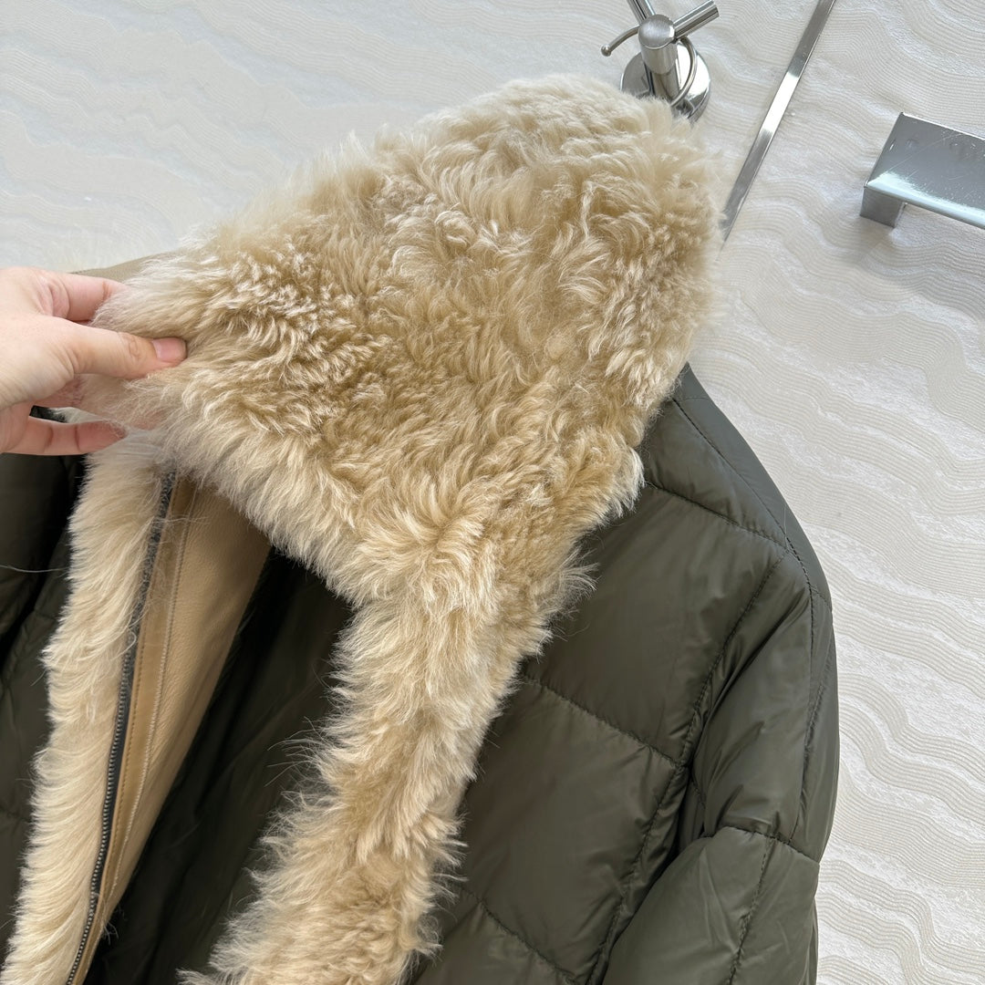 LP Zadig & Voltaire Kidea Parka Jacket Green  Khaki Fur 341229