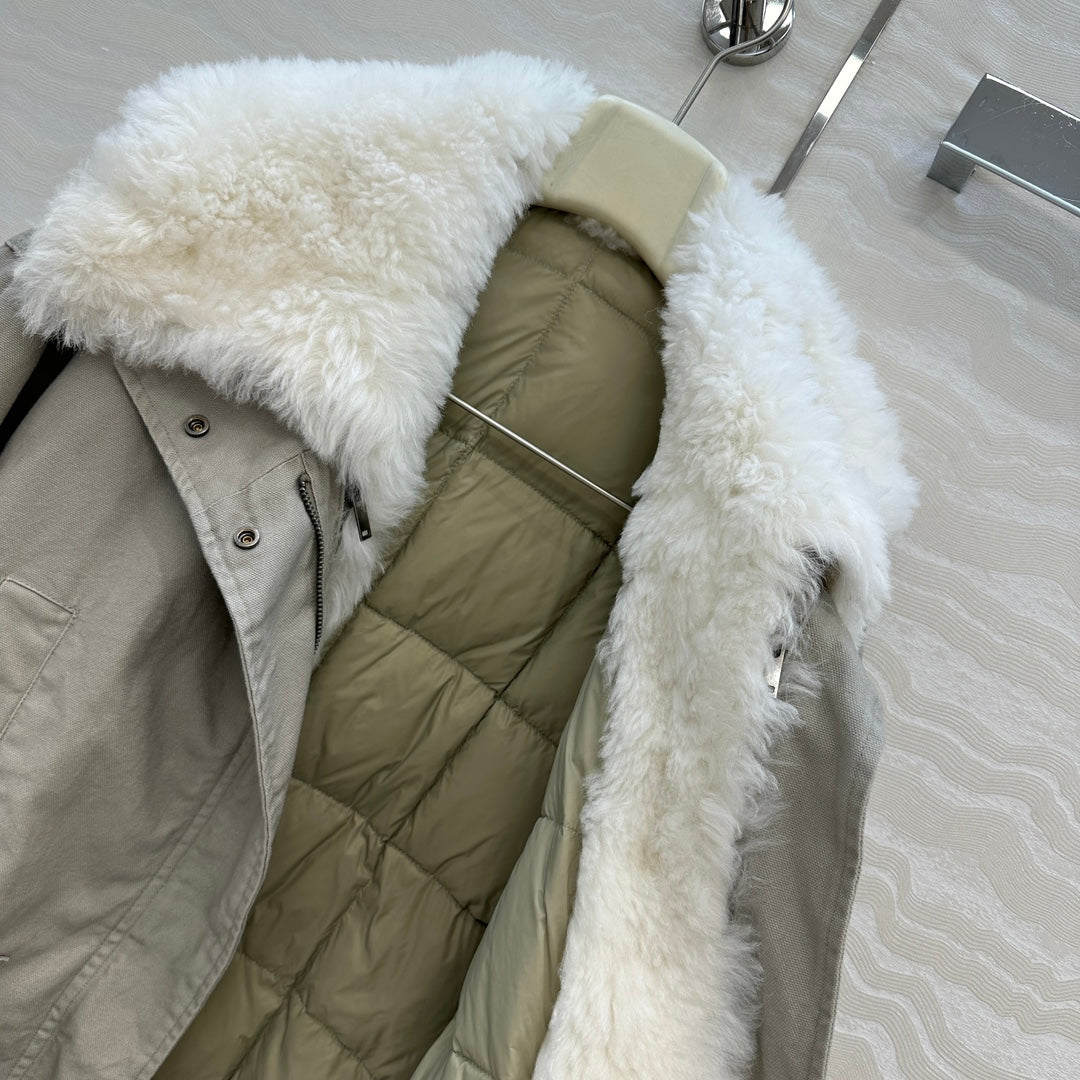LP Zadig & Voltaire Kidea Parka Jacket  Beige Khaki Fur 341232