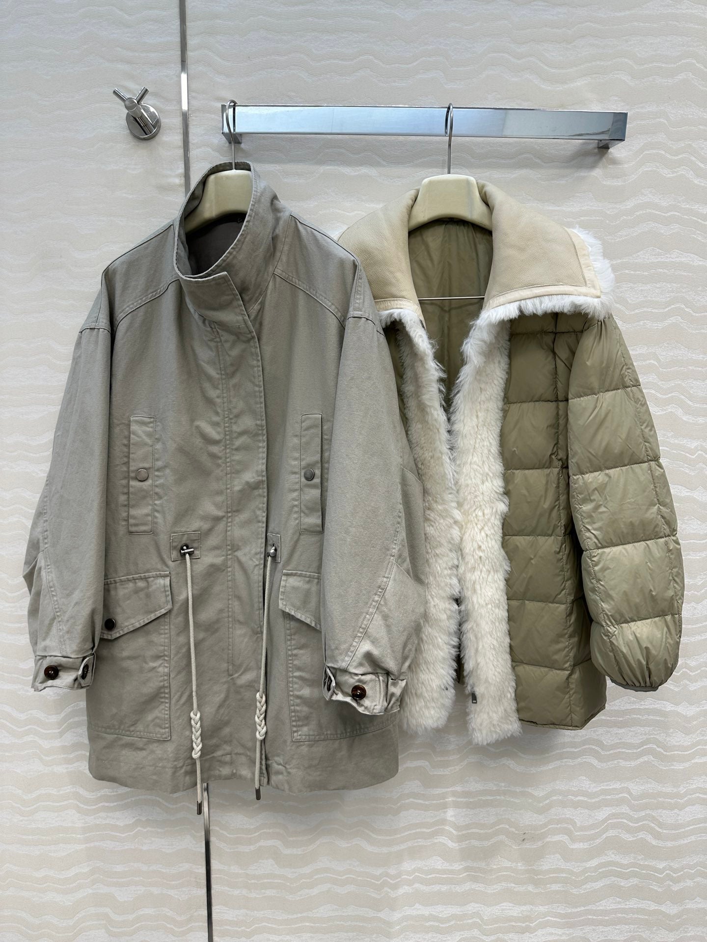 LP Zadig & Voltaire Kidea Parka Jacket  Beige Khaki Fur 341232