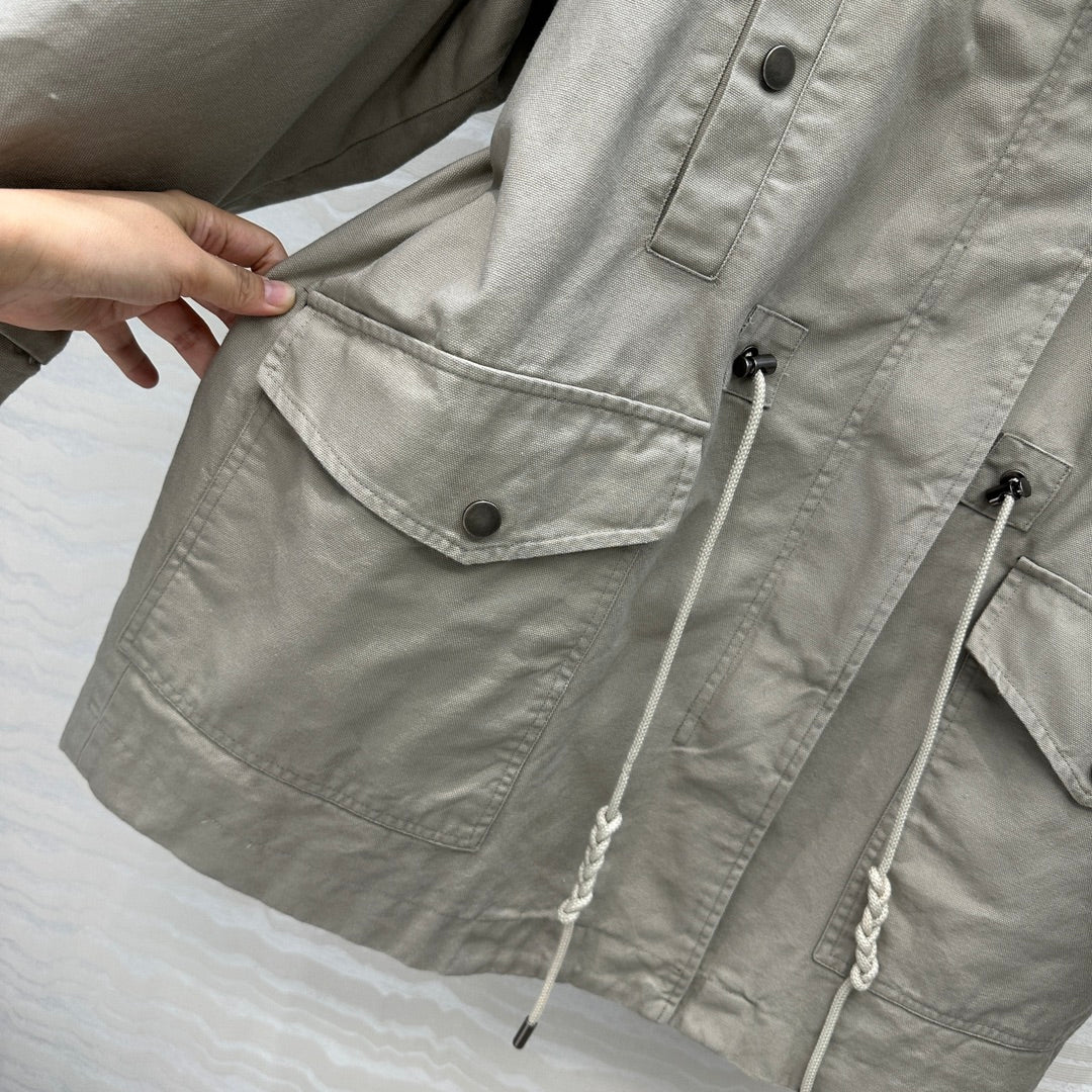 LP Zadig & Voltaire Kidea Parka Jacket  Beige Khaki Fur 341232