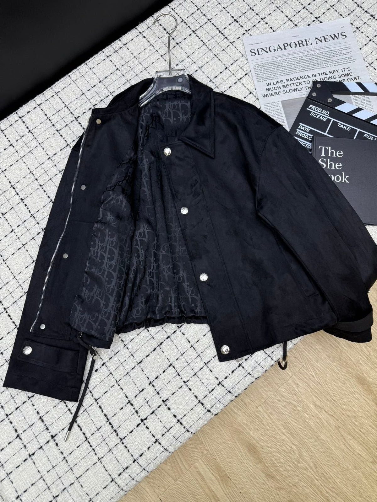 CD  26S Black Sheepskin Velvet Drawstring Jacket 428125