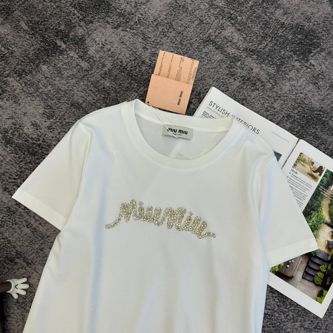 Miu SS26  Short-Sleeve T-Shirt Cotton 350689