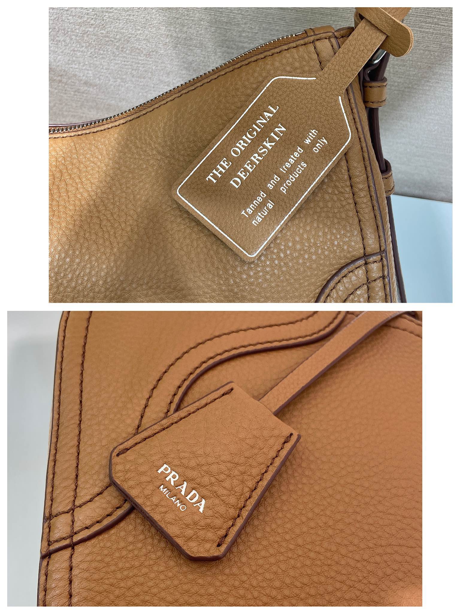 Prada Aimèe Large Shoulder 36cm Bag Brown Cowhide