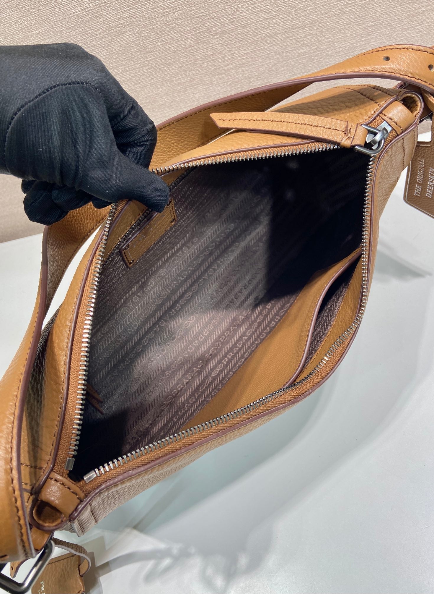 Prada Aimèe Large Shoulder 36cm Bag Brown Cowhide