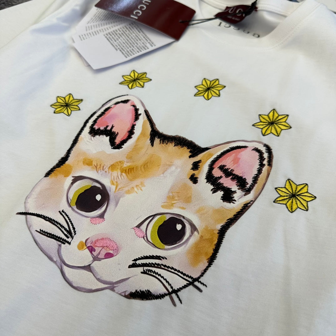 GG SS26 Cat Print Short-sleeved T-shir Cotton 350834