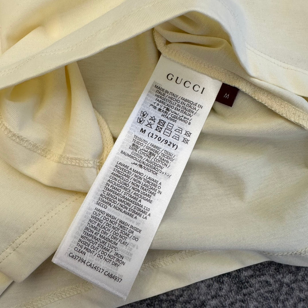 GG SS26 Logo-embroidered T-shirt Cream Burgundy Cotton 350812