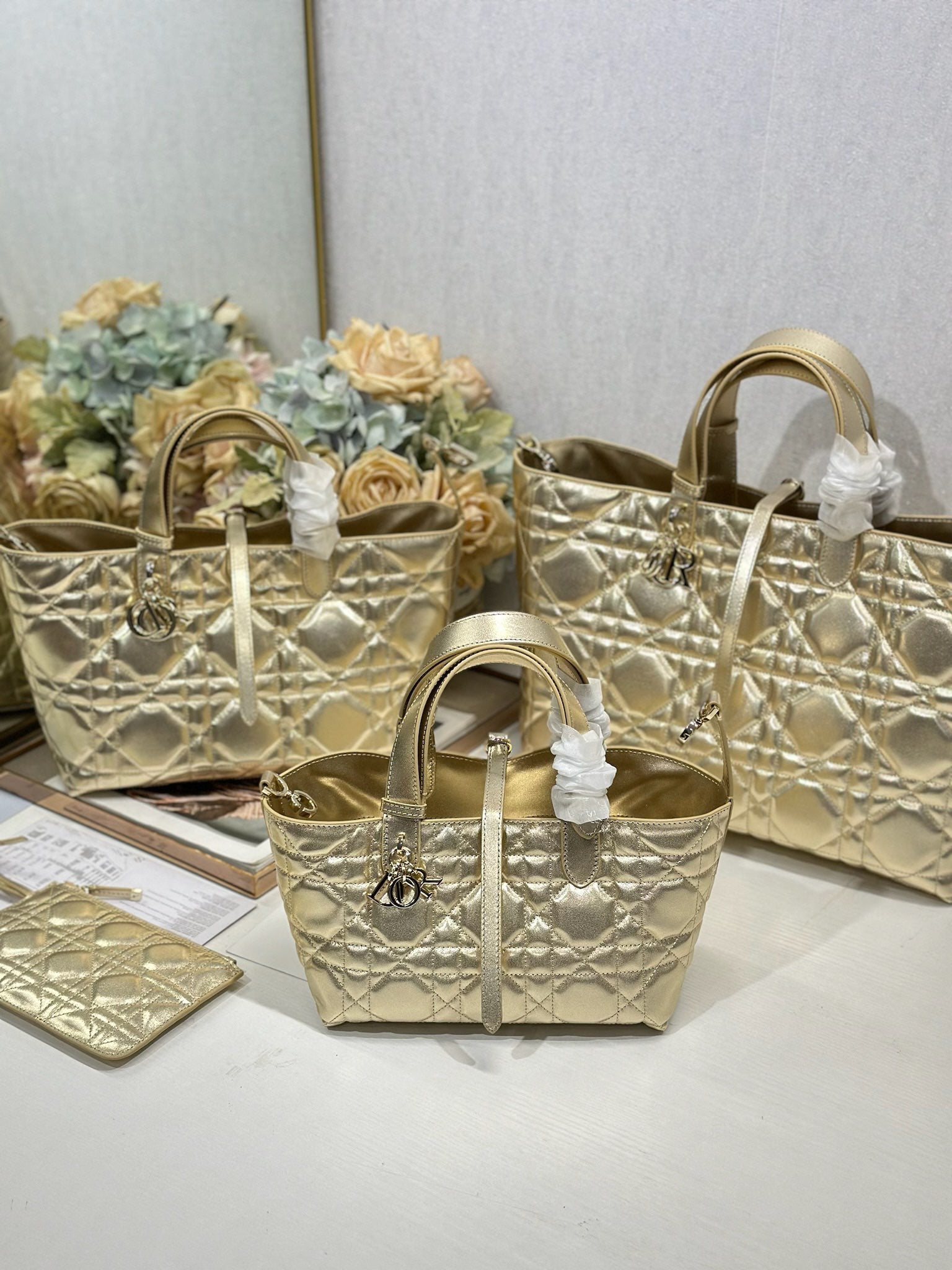 CD Toujours Bag Metallic Gold-Tone Calfskin 288529