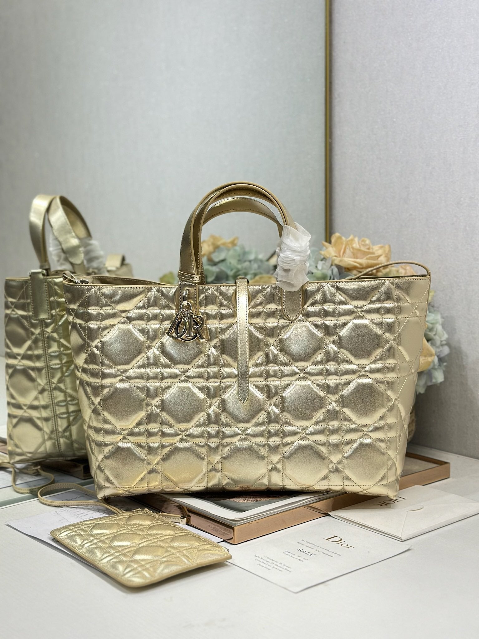 CD Toujours Bag Metallic Gold-Tone Calfskin 288529