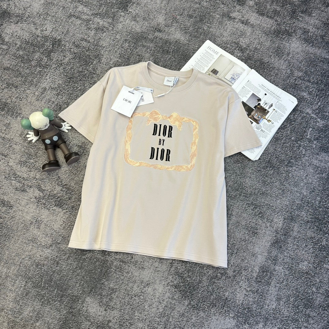 CD SS26 Book Cover Oversized T-Shirt Beige Cotton 350726